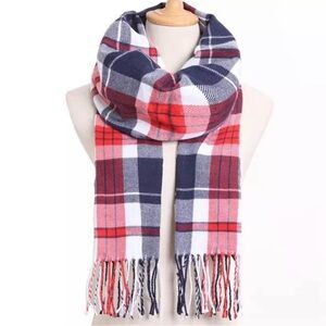 Elegant Plaid Red and Blue Scarf